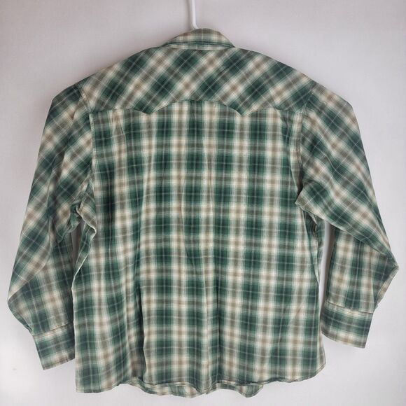 Wrangler Wrancher Womens Size 2X Green Plaid Pearl Snap Western LS Shirt - Picture 5 of 7